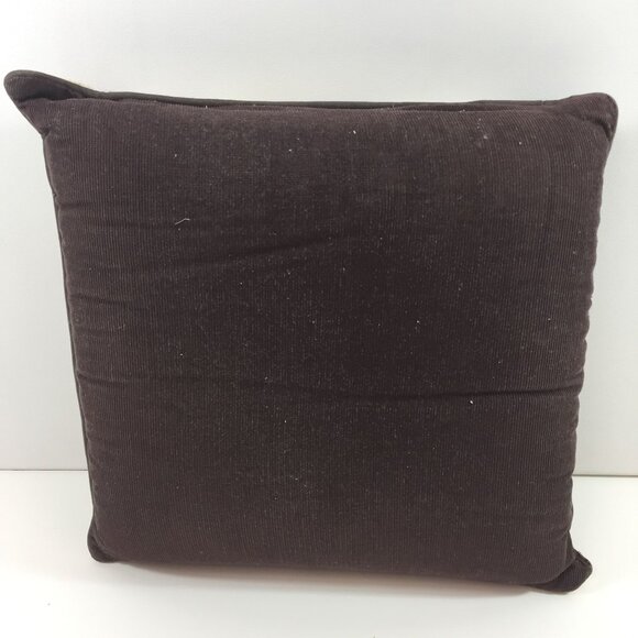 Vintage Handmade Needlepoint Pillow Home Decor Brown Yellow Orange Floral 13" - Picture 4 of 7